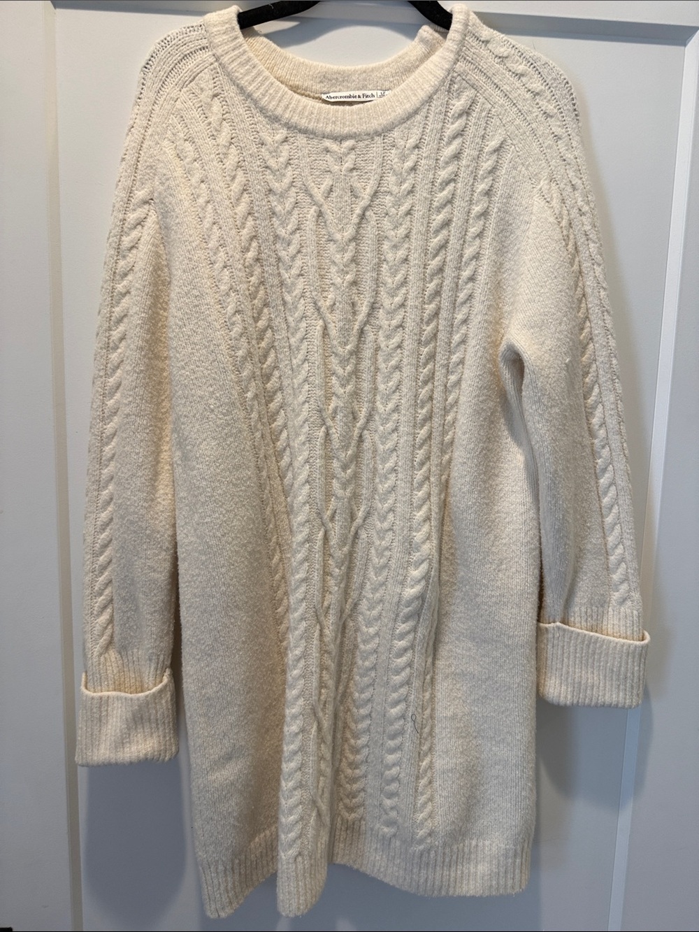 Abercrombie & Fitch Cream Cable-Knit Crewneck Sweater